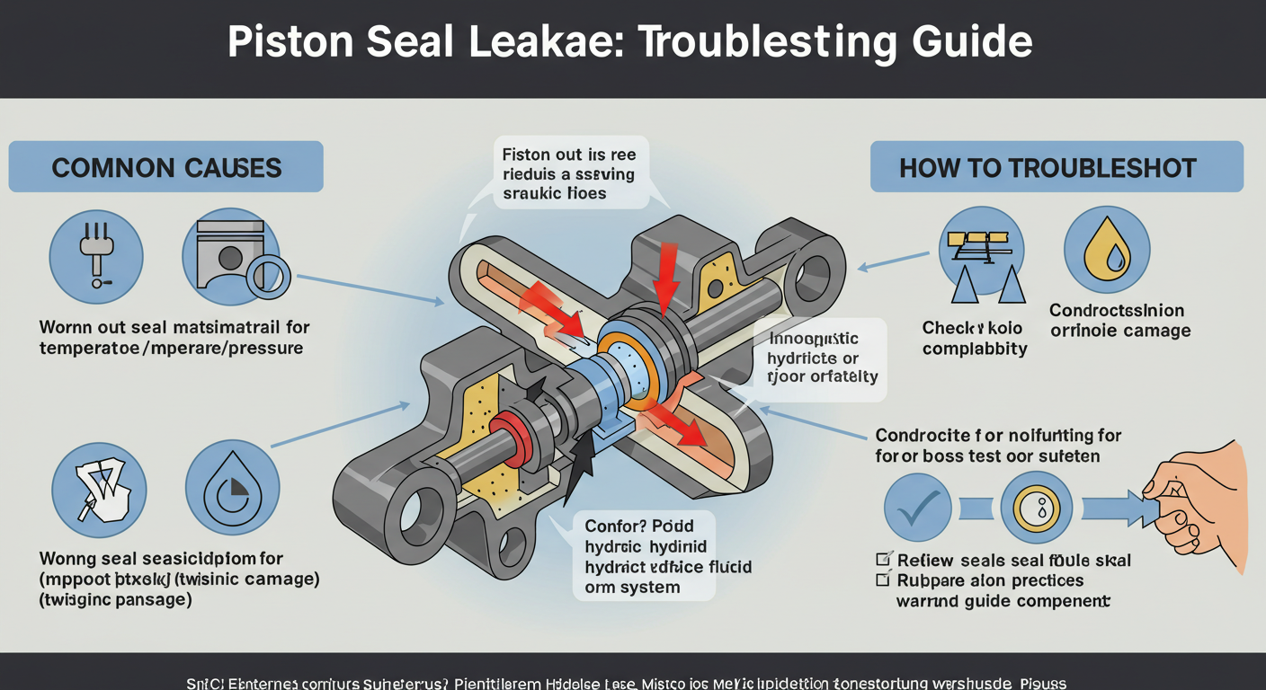 What are the causes of piston seal leakage in a system, and how do I troubleshoot them?