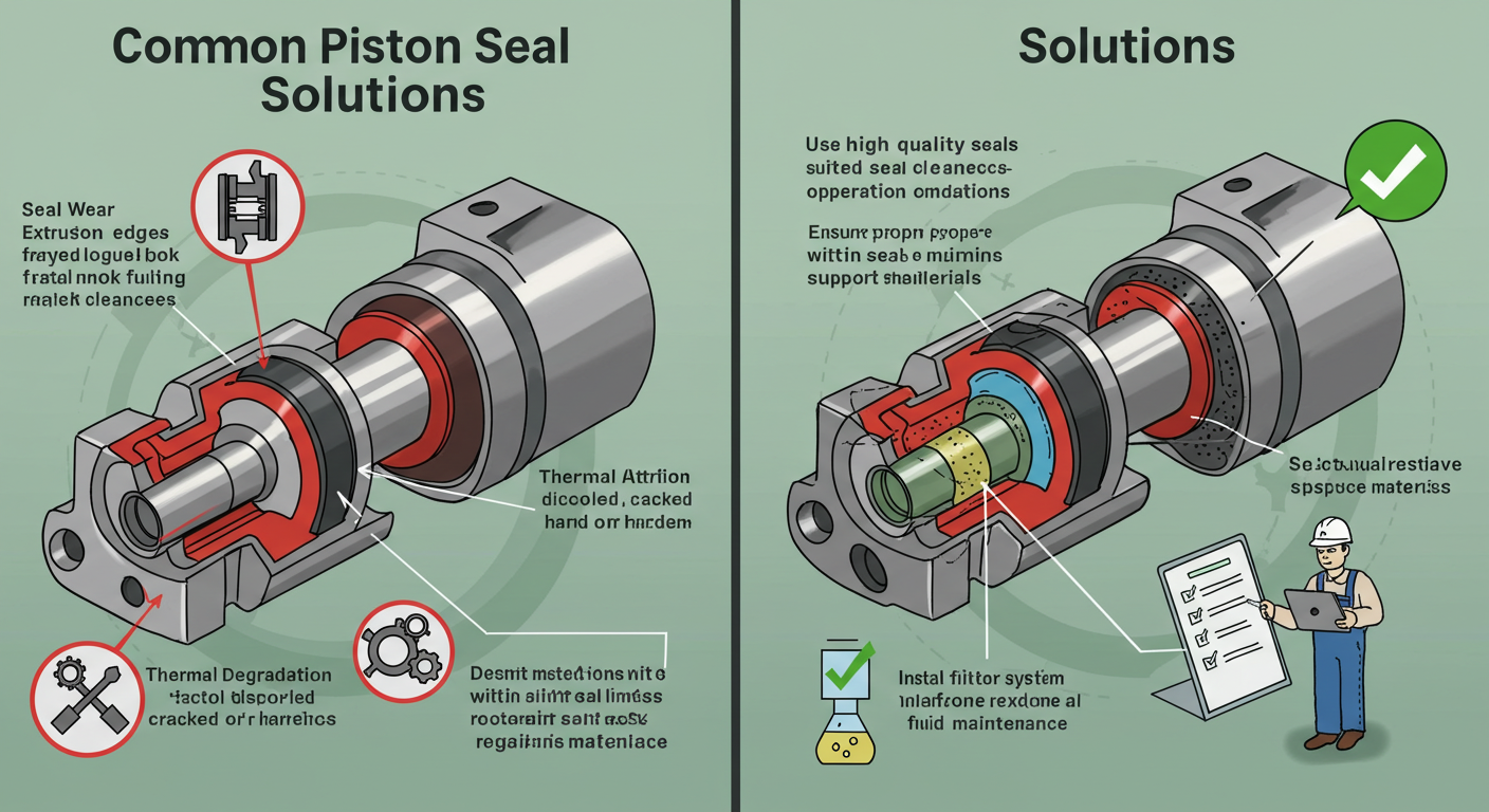 What are the common failures of piston seals during operation