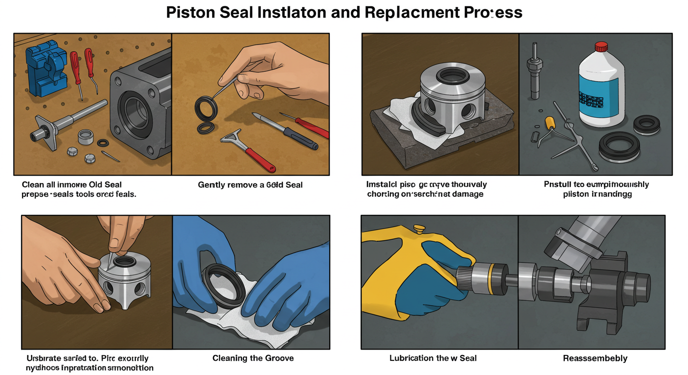 What are the steps for installing and replacing a piston seal?