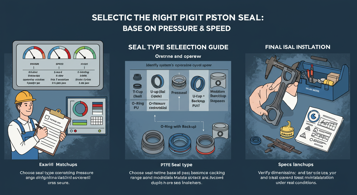 How do I select the appropriate piston seal based on operating pressure and speed?