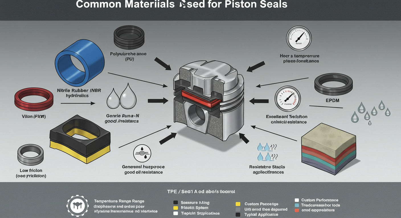 What materials are piston seals typically made from?