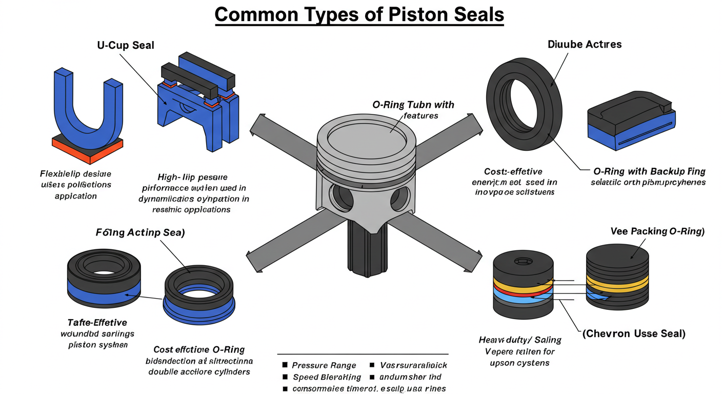 What are the common types of piston seals?