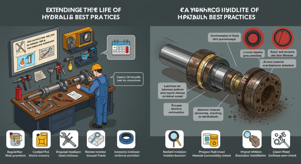 How can I extend the service life of hydraulic seals and perform proper maintenance?