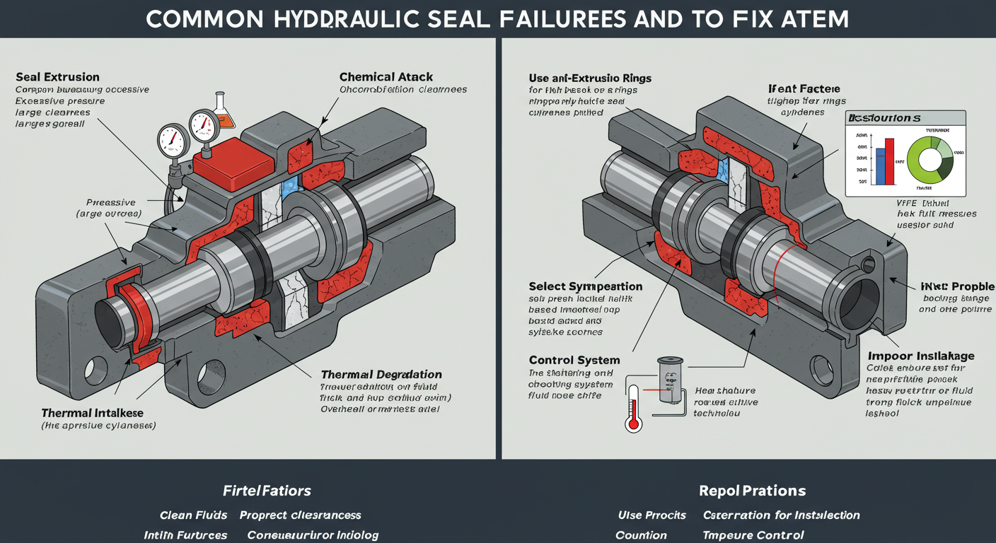 What are common failures of hydraulic seals during use, and how can they be resolved?
