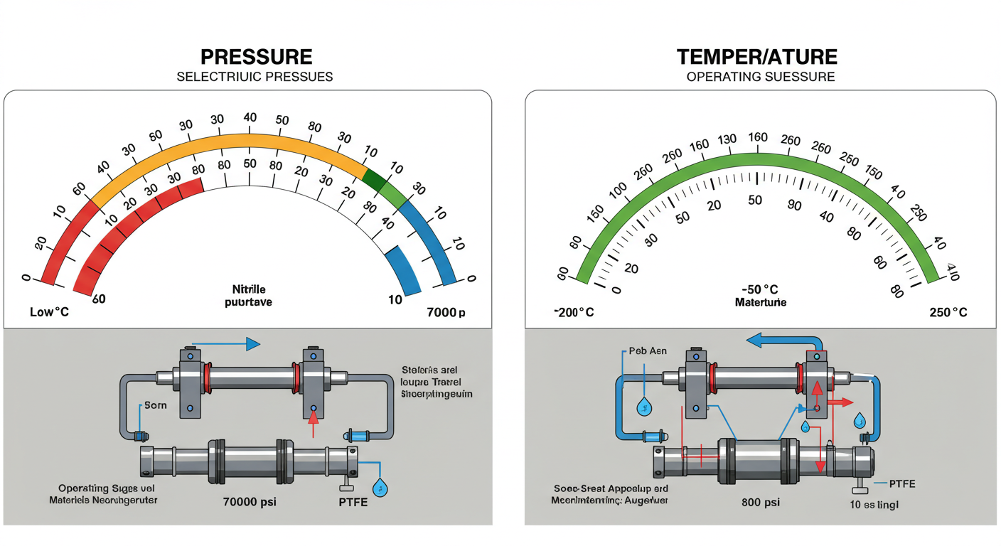 How do I select the appropriate hydraulic seal based on operating pressure and temperature?